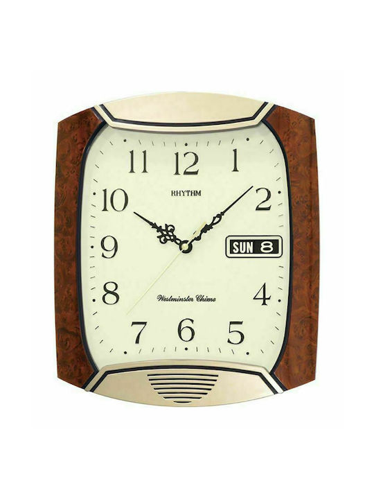 Rhythm Wall Clock Plastic Brown 29.4x34.3cm