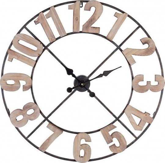 Bizzotto Wall Clock Wooden Ø80cm
