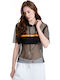 BodyTalk Pi 1201-906625 Women's Athletic Blouse Short Sleeve with Hood Black