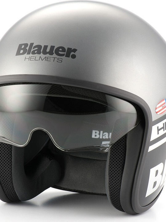 Blauer H.T. Pilot 1.1 H69 Grau Matt Motorradhelm Jet ECE 22.05 mit Sunvisor