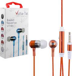 Volte-Tel VT780 Braided In-ear Handsfree με Βύσμα 3.5mm Πορτοκαλί