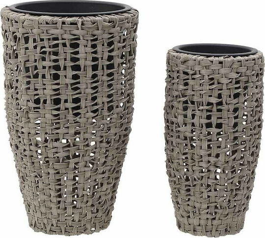 Inart Inart Rattan Pflanzentöpfe Grau 34x34x56cm 2Stücke