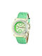 Chronotech Watch Chronograph with Green Leather Strap CT7284S-07