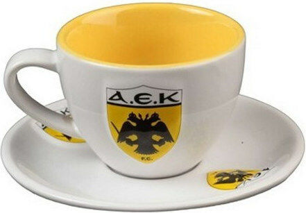 Fanatics AEK Tasse Cappuccino aus Porzellan Weiß