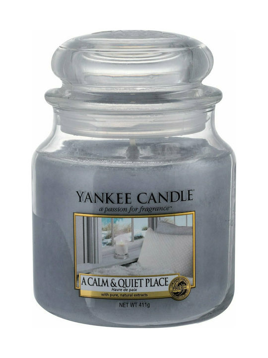 Yankee Candle Lumânare Aromată Borcan cu Aromă Loc calm și liniștit Gri 411gr 1buc