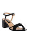 IQ Shoes ZYT8251 Γυναικεία Πέδιλα με Χοντρό Χαμηλό Τακούνι σε Μαύρο Χρώμα