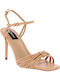 IQ Shoes Women's Sandals JB-0136 with Ankle Strap Beige with Thin High Heel