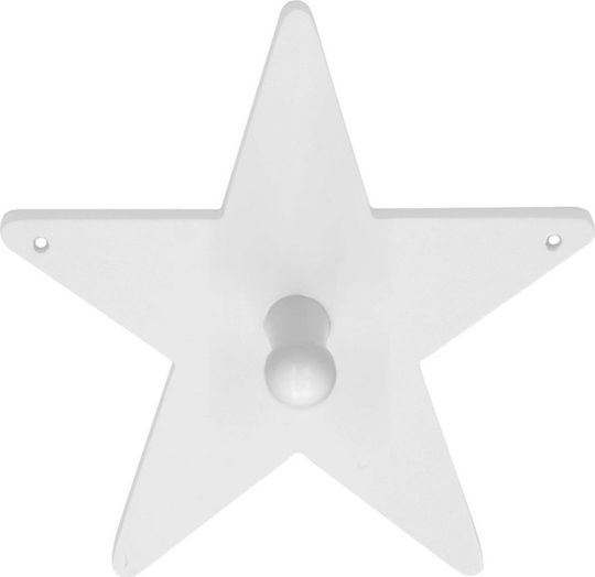 Kids Concept Star Kinder Wandhaken Einzelhaken Wandmontiert Hölzernes White 14.5x14.5cm 1Stück