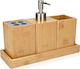 Navaris Badezimmer-Accessoire-Set Bamboo Braun 4Stück