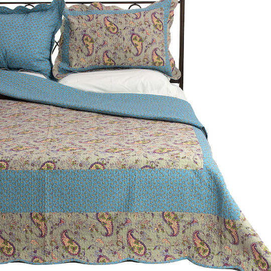 Silk Fashion Ns76-1 Σετ Κουβερλί Υπέρδιπλο Βαμβακερό Γαλάζιο 220x240cm 3τμχ