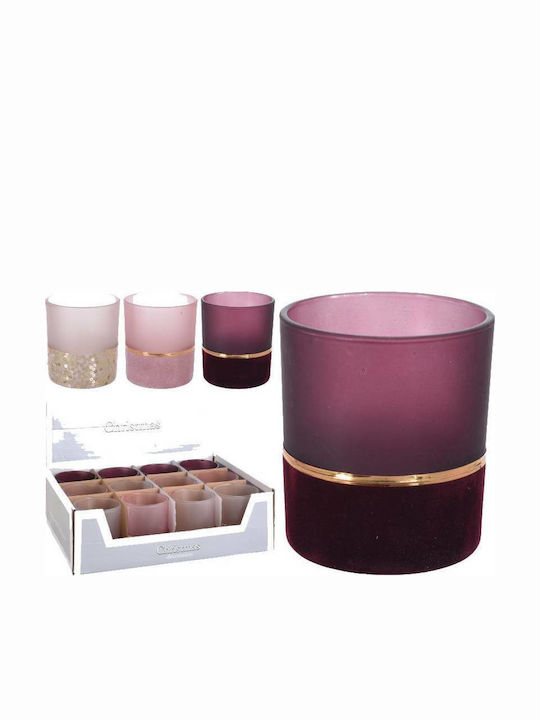 Zaros Candle Holder suitable for Tealights in Pink Color 7x7cm