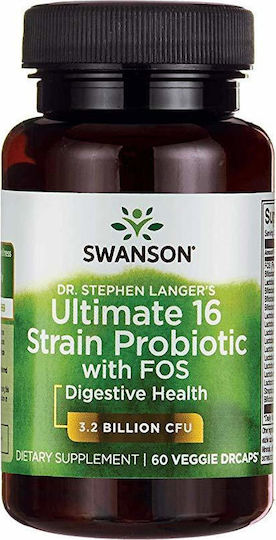 Swanson Ultimate 16 Strain Probiotic with FOS with Probiotics and Prebiotics 60 veg. caps