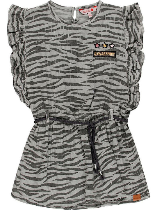 Boboli Kids Dress Animal Print Sleeveless Gray