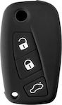 Silicone Car Key Cover Case Type-3 with 3 Buttons for Citroen / Fiat / Lancia / Peugeot Black NG-