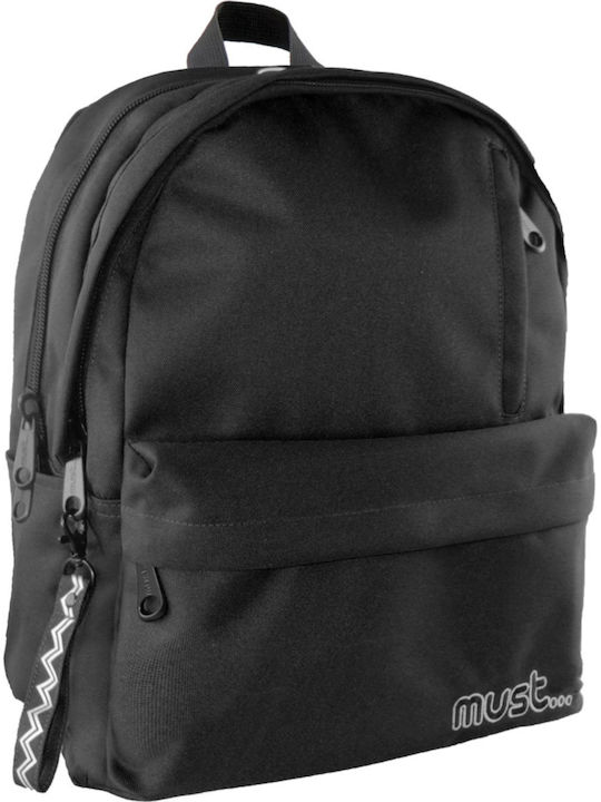 Must Monochrome Rpet Double Black School Bag Backpack Junior High-High School in Black color 25lt