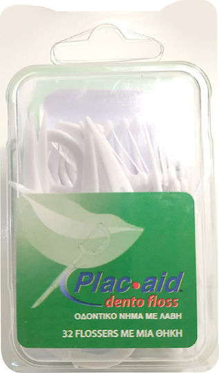 Plac Aid Dental Floss with Handle White 32pcs