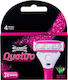 Wilkinson Sword Quattro for Women Replacement Heads with 3 Blades & Lubricious Strip for Sensitive Skin with Aloe & Vitamin E 3pcs