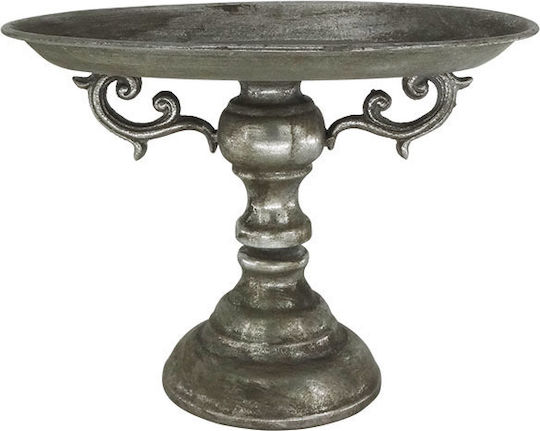 Marhome Round Metallic Silver Decorative Platter 33x22x23cm