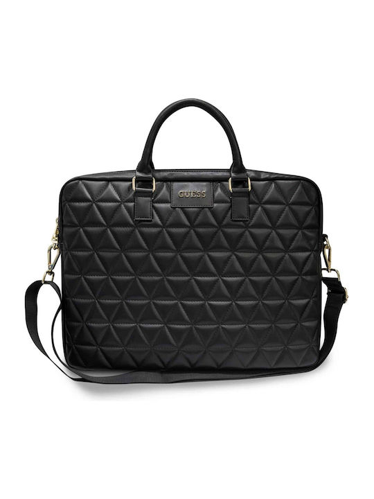 Guess Quilted Tasche Schulter / Handheld für Laptop 15" in Schwarz Farbe