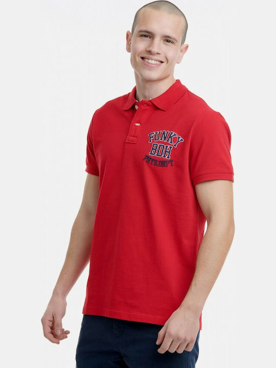 Funky Buddha Men's Short Sleeve Blouse Polo Red