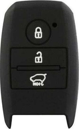 Silicone Car Key Cover Case Type-4 with 3 Buttons for Hyundai / Kia Black NG-