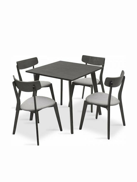 Τραπεζαρία Benson / Toto με 4 Καρέκλες 80x80εκ. Rustic Grey