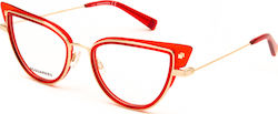 Dsquared2 Feminin Metalic Rame ochelari Ochi de pisică Rosu DQ5292 066