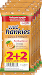 ΜΕΓΑ Wet Hankies Clean & Refresh Antibacterial Desinfektionsmittel für Hände 4x15Stück Orange