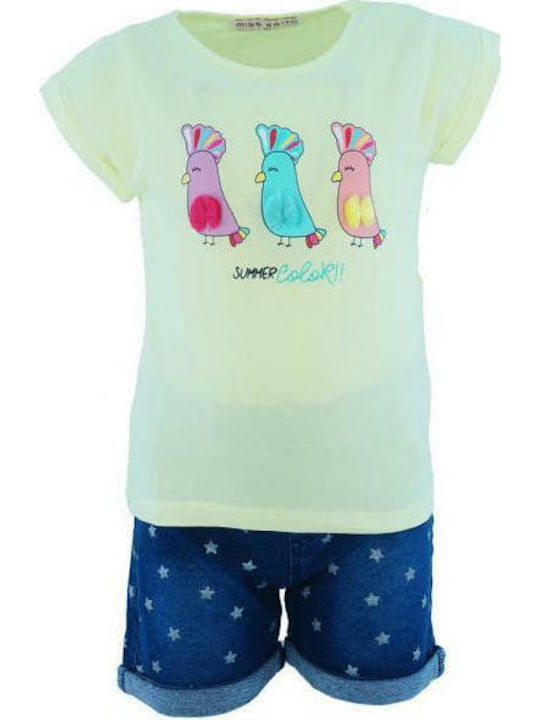 Εβίτα Kinder Set mit Shorts Sommer 2Stück Gelb