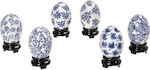 Espiel Easter Egg Porcelain Easter Egg Porcelain 5.3x8.2pcs Set of 6pcs in Blue color