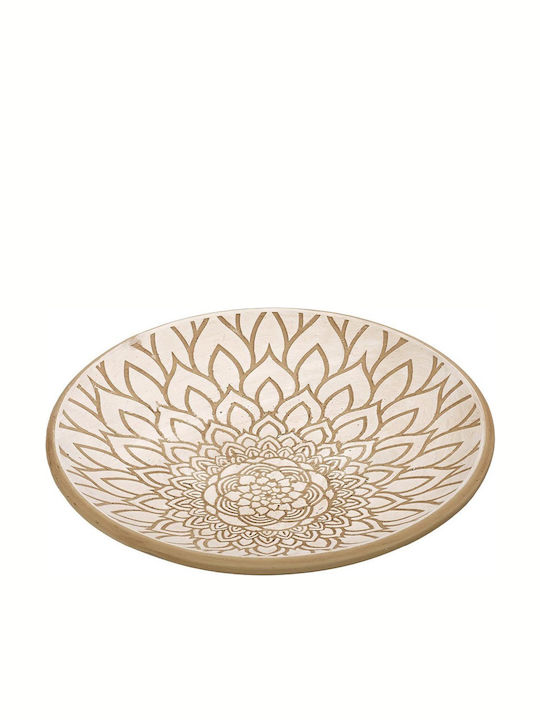 Espiel Round Ceramic Decorative Platter Ecru 35x35cm