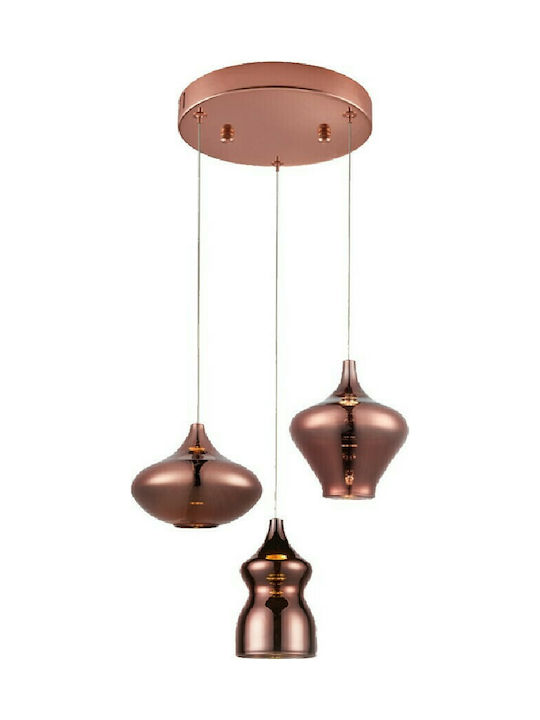 Sun Light Χάλκινο Χρώμιο Pendant Lamp with Built-in LED 3xBuilt-in LED Bronze