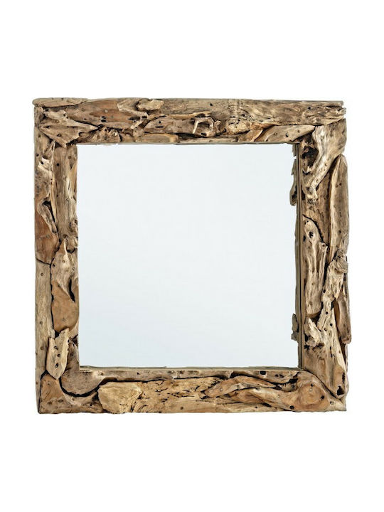 Bizzotto Wall Mirror with Brown Wooden Frame 90x90cm 1pcs