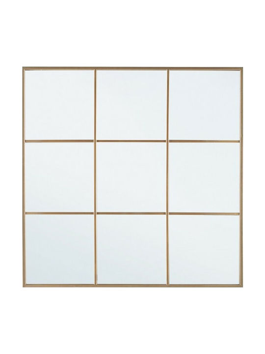 Bizzotto Wall Mirror with Gold Metallic Frame 90x90cm 1pcs