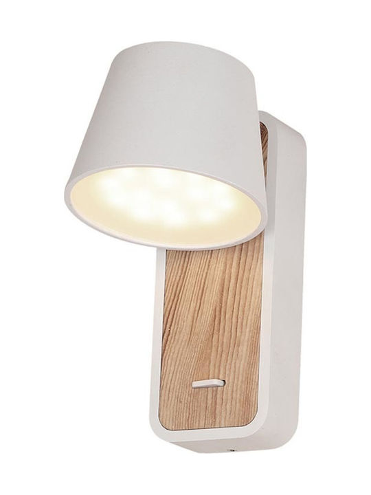 Zambelis Lights Modern Wall Lamp with Integrated LED and Warm White Light in White Color Width 8.5cm