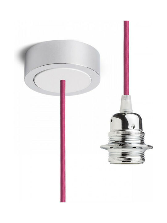 Rendl Light Studio Hex Chrome Pendant Light Suspension for Socket E27 Pink