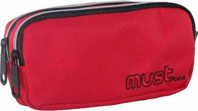 Must Monochrome Pencil Case with 2 Compartments Red