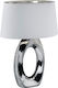Trio Lighting Taba Keramik Tischlampe für Fassung E27 mit Weiß Schirm und Silber Basis