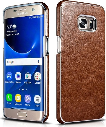 Xoomz Back Cover Piele artificială Maro (Galaxy S7 Edge)
