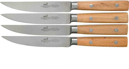 Sabatier Beechwood Knives Steak from Stainless Steel 13cm 4pcs