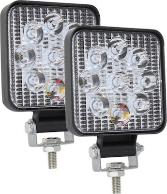 Waterproof LED Headlights Universal 10-30V 27W 2pcs