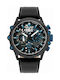 Police Luang Watch Chronograph Battery with Black Leather Strap