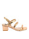 IQ Shoes Women's Sandals 18.105.Y5666 Gold with Chunky Low Heel