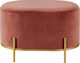 Stool For Living Room Upholstered with Fabric Oval With Golden Base 80x42x42cm