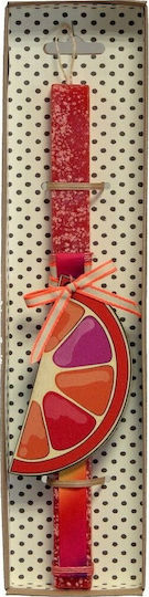 Easter Candle Square Scented, Handmade and with Box Square with Wooden Fruit Orange 30cm 34pcs Orange