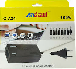 Andowl Universal Laptop Charger 100W 24V with Detachable Power Cord and Plug Set