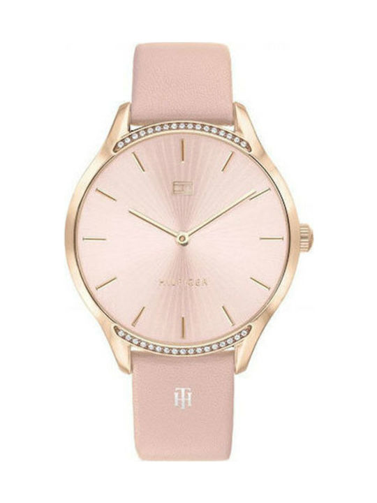 Tommy Hilfiger Γυναικείο Ρολόι 36mm Μπαταρίας με Ροζ Δερμάτινο Λουράκι
