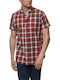 Jack & Jones Men's Shirt Short Sleeve Cotton Checked Red