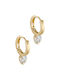 Earrings Gold 14K Gold hoop Simple Stone