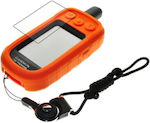 Protective Case + Strap + Protective LCD Jacket for GPS Garmin Alpha 100 Orange